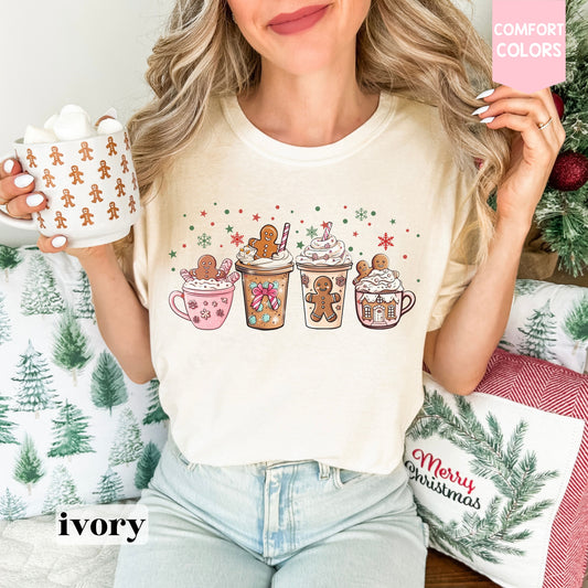 Gingerbread Coffee Christmas Comfort Colors Tee