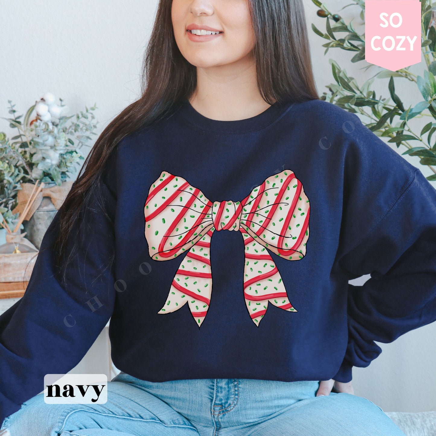 Coquette Christmas Tree Bow Sweatshirt
