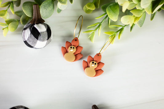 Clay Turkey Hoop & Stud Earrings