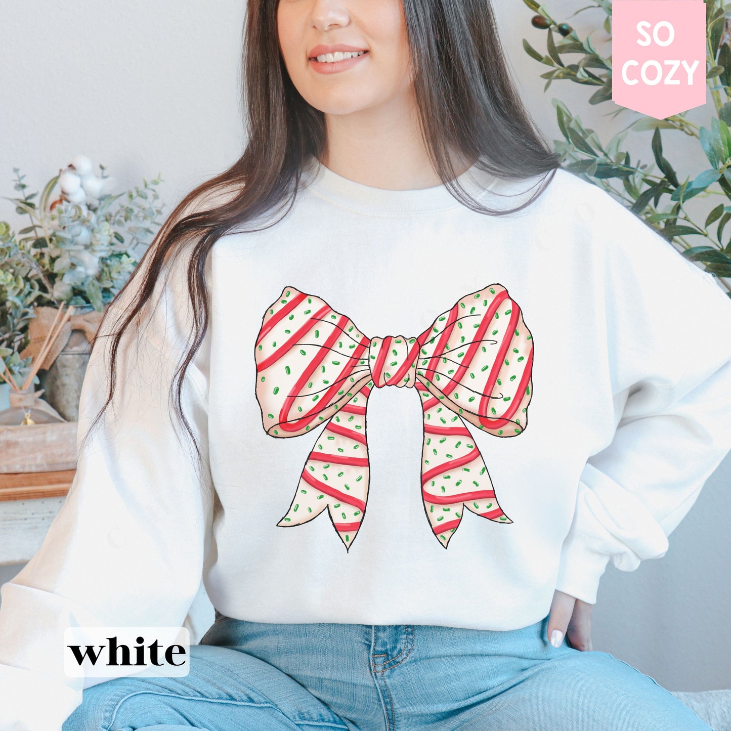 Coquette Christmas Tree Bow Sweatshirt