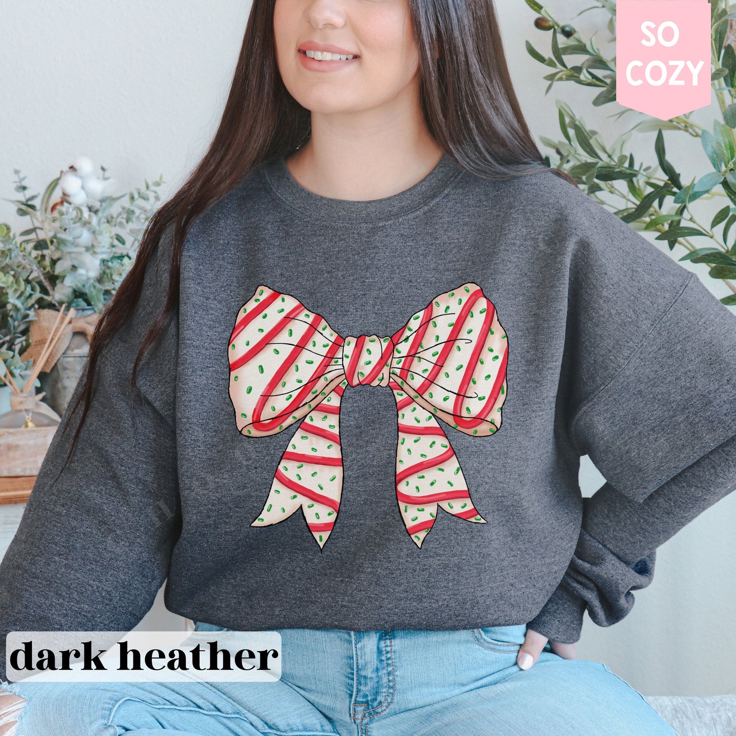 Coquette Christmas Tree Bow Sweatshirt