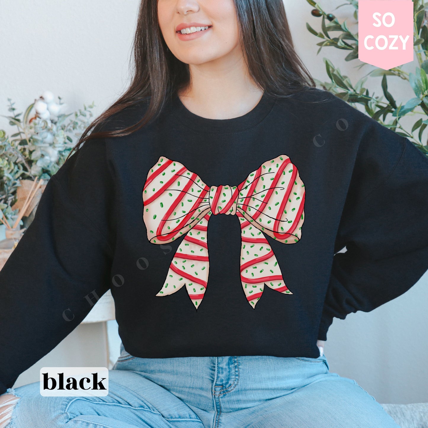 Coquette Christmas Tree Bow Sweatshirt