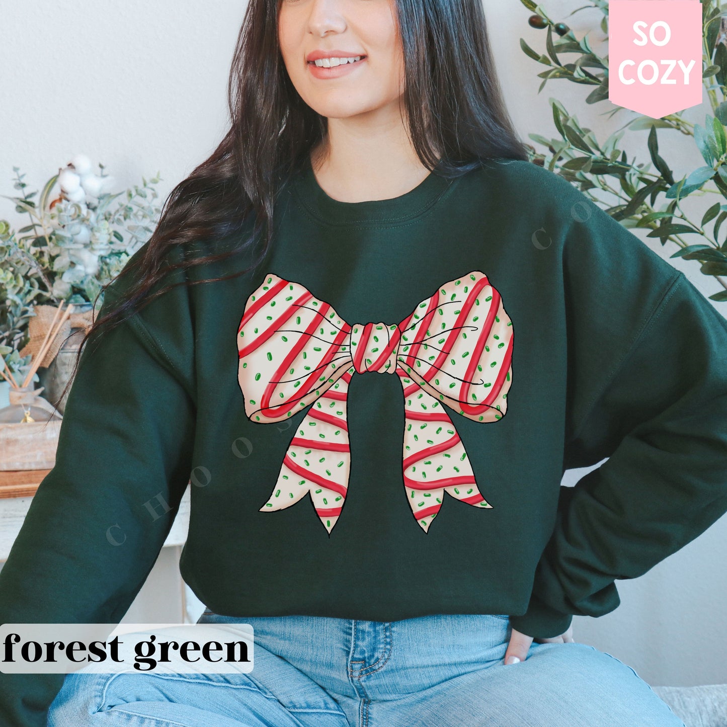 Coquette Christmas Tree Bow Sweatshirt