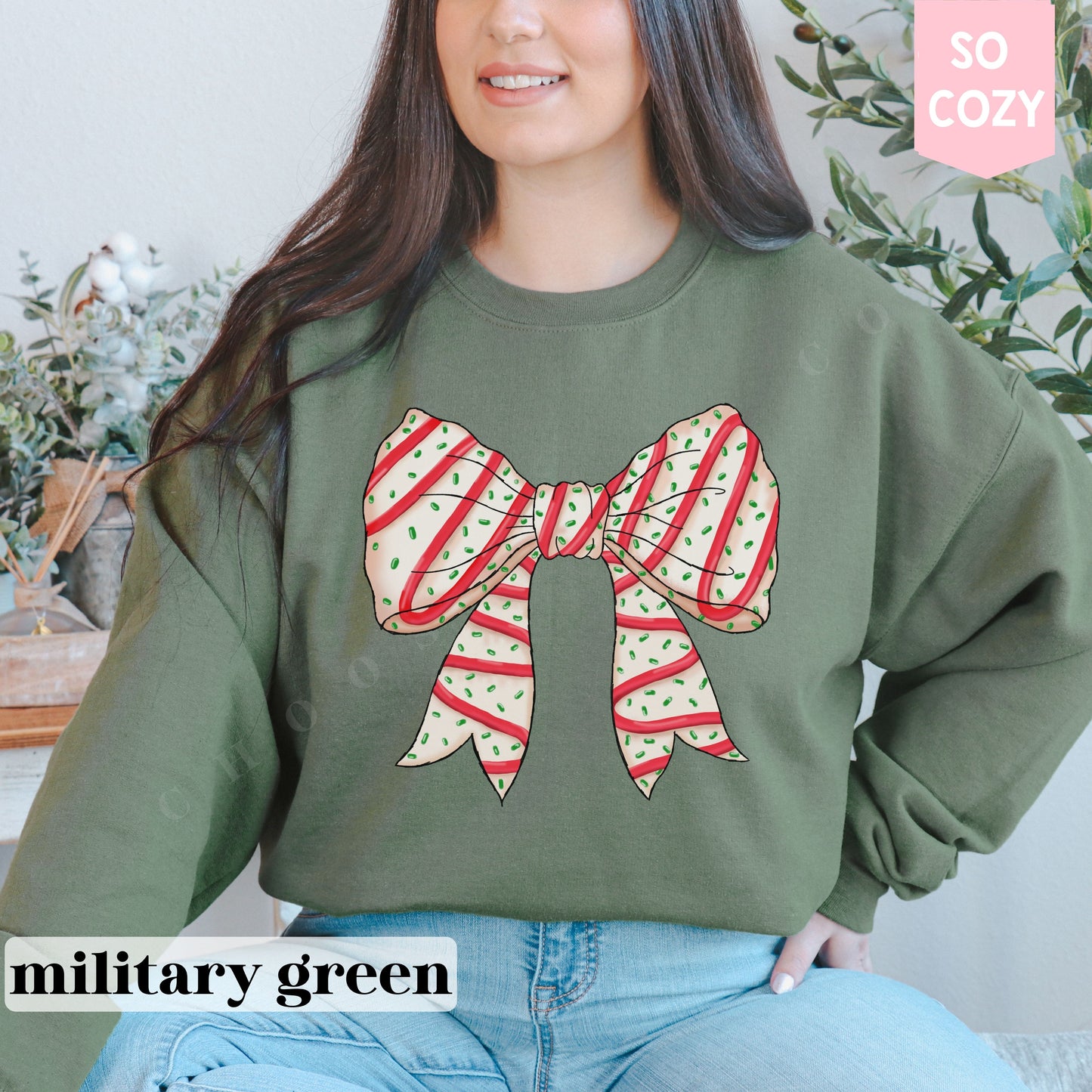 Coquette Christmas Tree Bow Sweatshirt