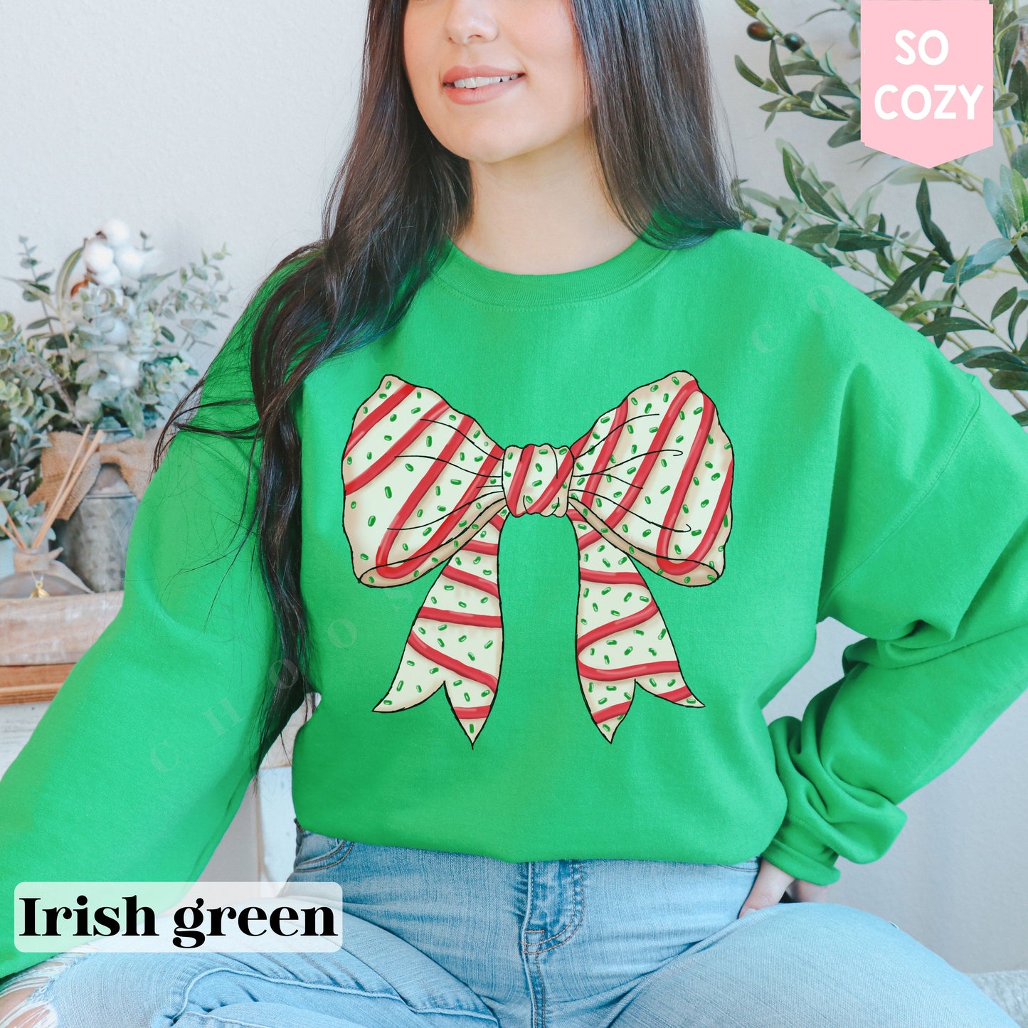 Coquette Christmas Tree Bow Sweatshirt