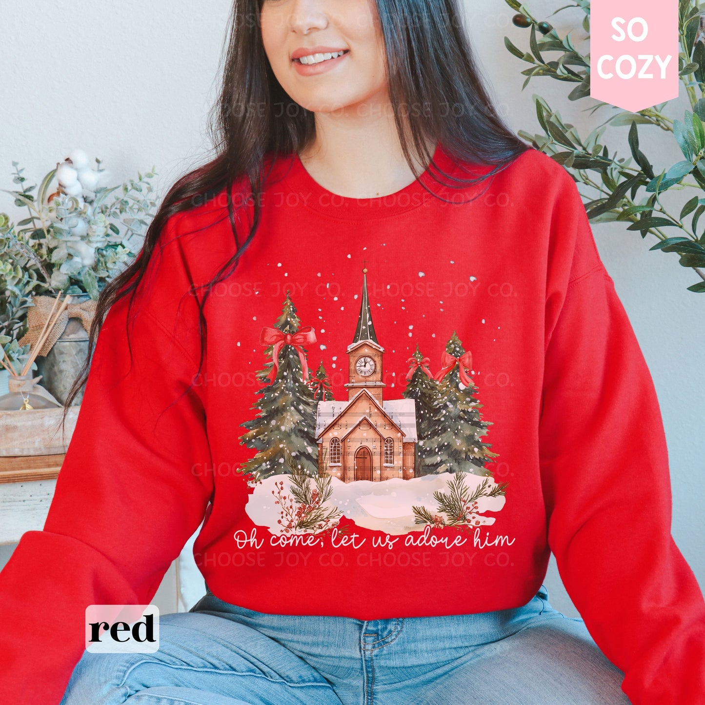 Oh Come Let Us Adore Him Church Christmas Sweatshirt
