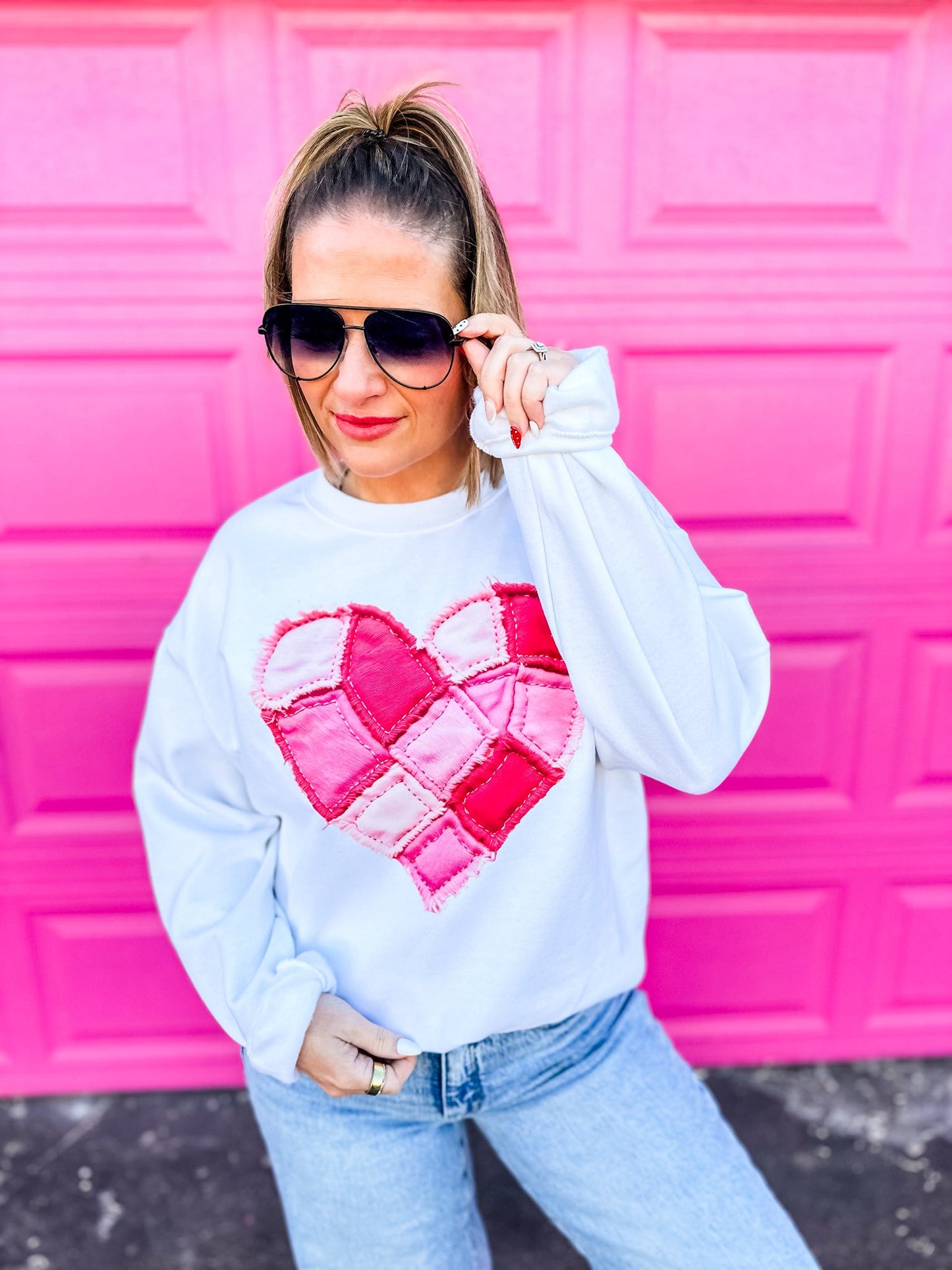 PATCHWORK HEART SWEATSHIRT