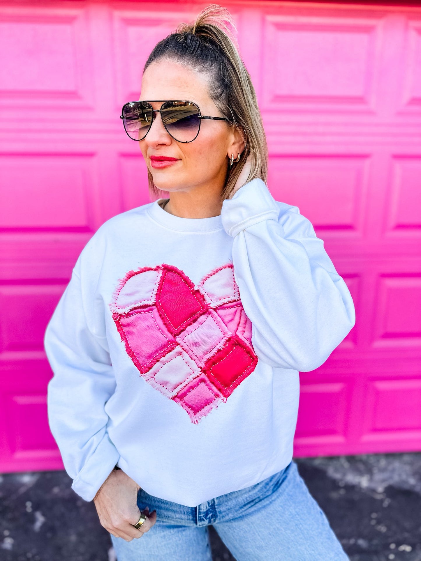 PATCHWORK HEART SWEATSHIRT