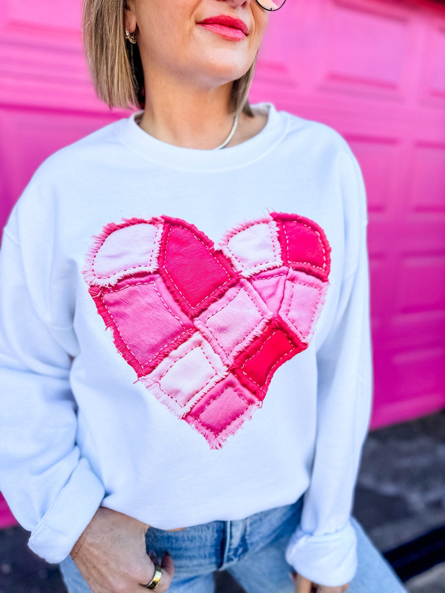 PATCHWORK HEART SWEATSHIRT