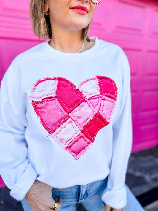 PATCHWORK HEART SWEATSHIRT
