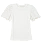 White Eyelet Pattern Short Sleeve Patchwork Ribbed Top
