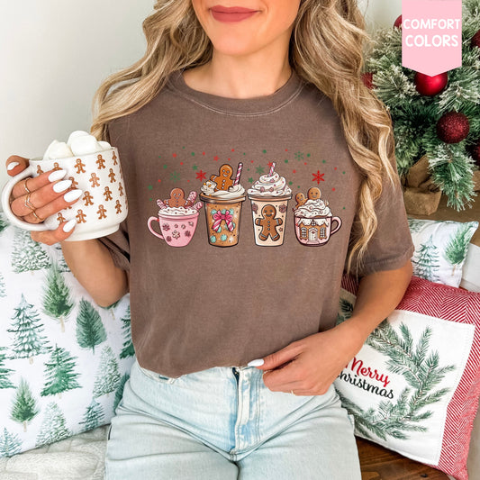 Gingerbread Coffee Christmas Comfort Colors Tee