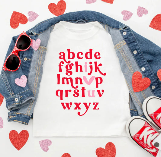 VALENTINE ALPHABET I LOVE YOU TODDLER TEE